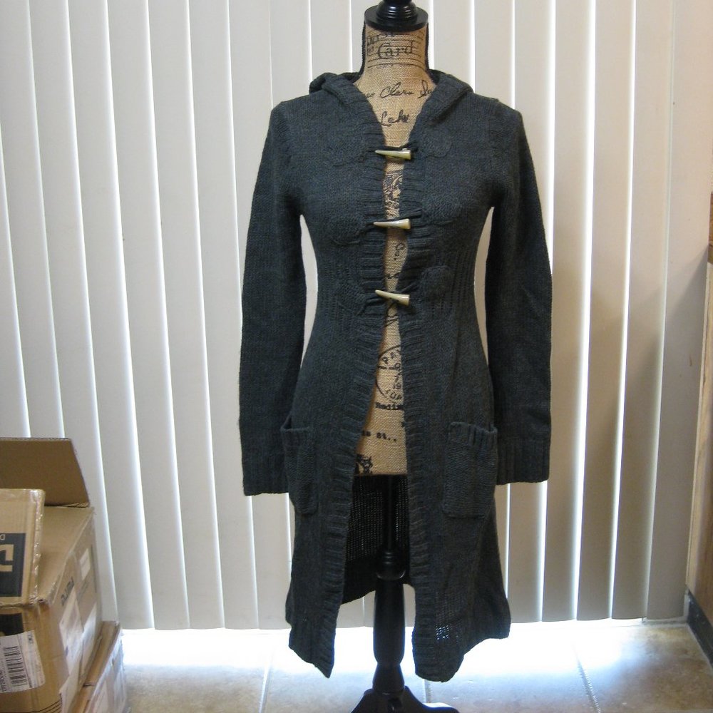 NWOT One Step Up gray charcoal long duster sweater cardigan S small